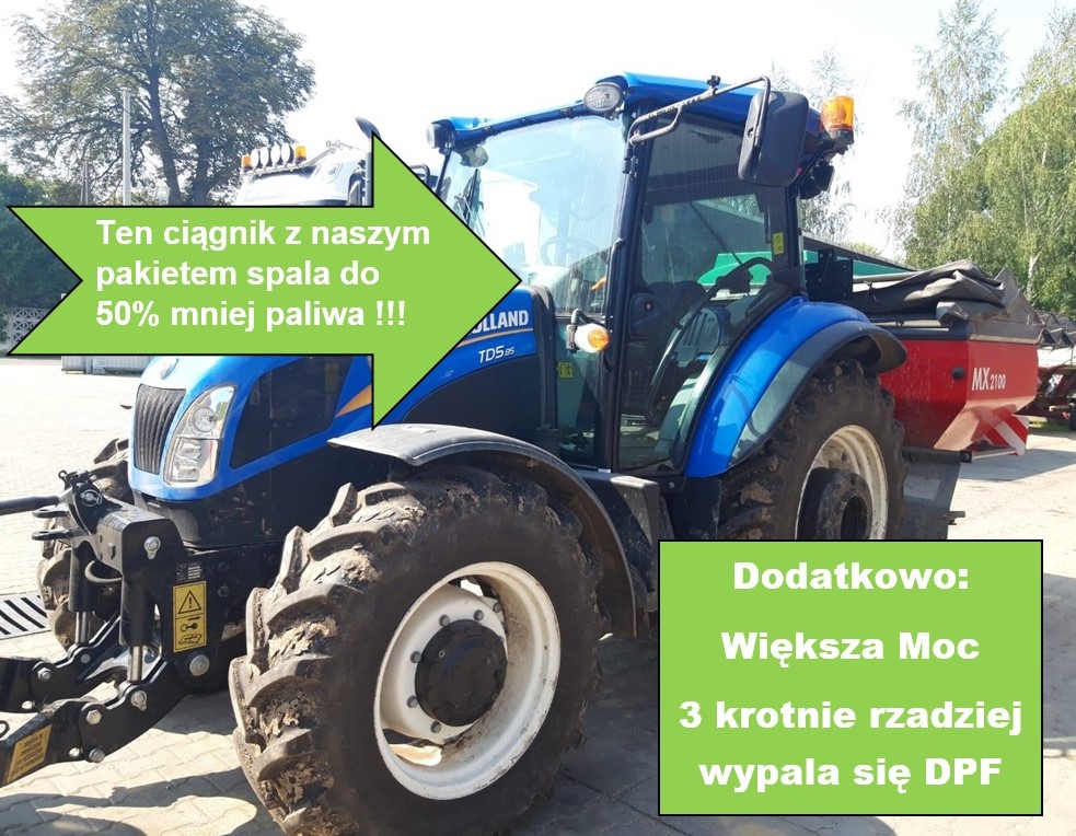 Ciągnik New Holland TD 5.85 z naszym pakietem wg technologii MyNano spala do 50% mniej paliwa 