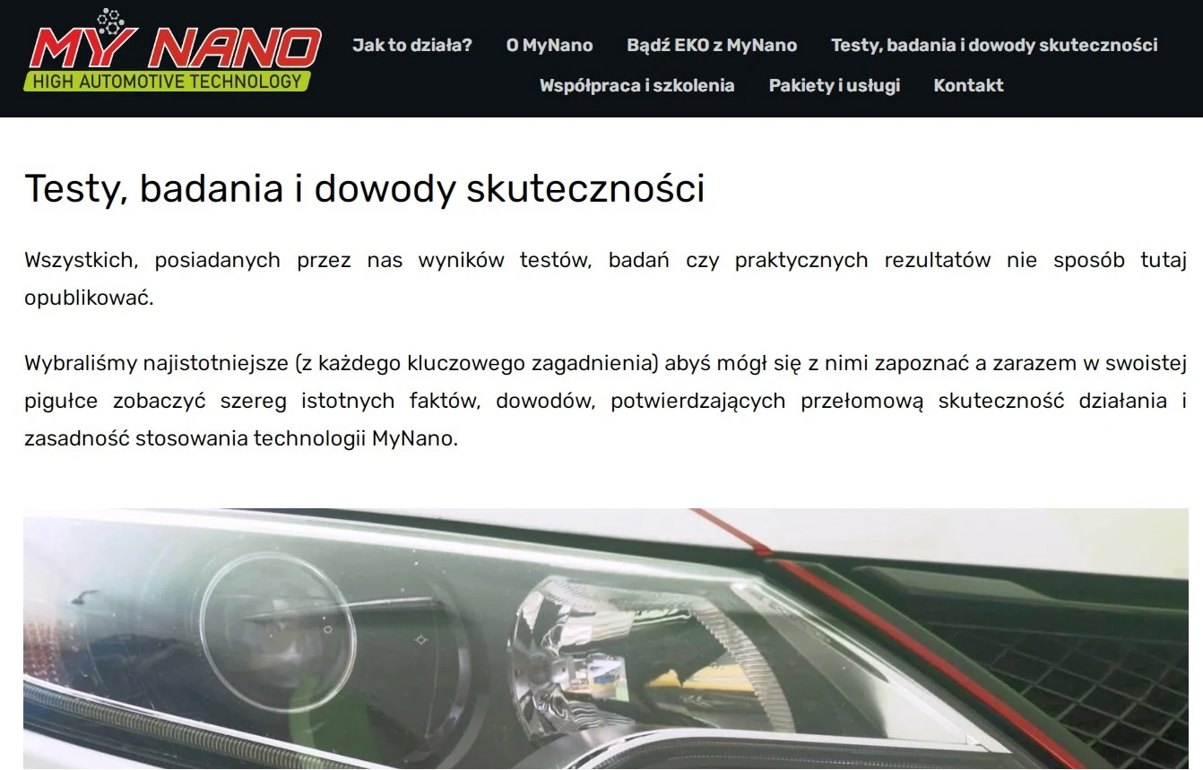 MyNano - wyniki testów - badań - dowodów skuteczności